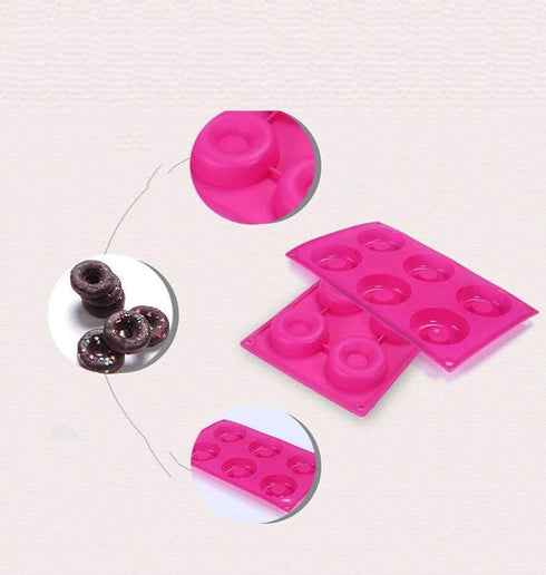 6-Cavity Silicone Cookie Molds Set of 2, Non-Stick Donut Mold Full-Sized Safe Baking Tray Maker Baking Pan for Cake Biscuit Bagels Muffins- Heat R...