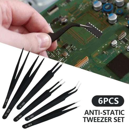 6PCS Precision Tweezers Set, Upgraded Anti-Static Stainless Steel of Tweezers, for Electronics, Soldering, Laboratory Work, Jewelry-Making, Model,...