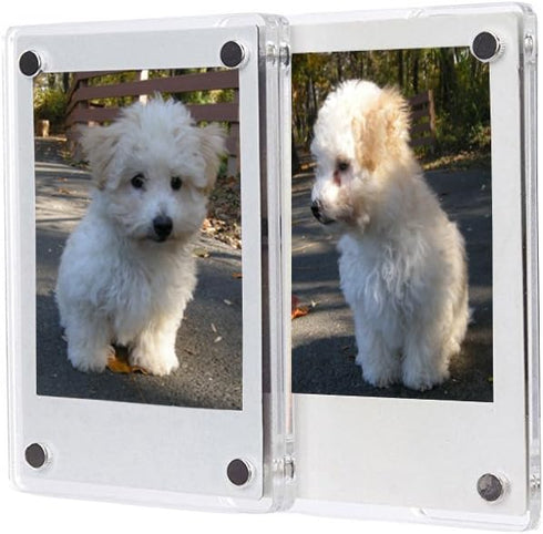 3" Dual Sided Clear Acrylic Refrigerator Magnetic Photo Frame, Frameless Display Compatible with Fujifilm Mini 9 8 8+ 2x3 Photo...