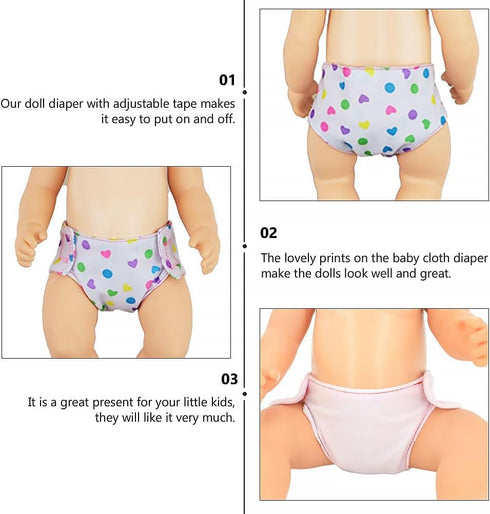 4pcs Doll Diapers, Baby Doll Diapers Refill, Doll Underwear, for 18 Inch Doll, Girl Doll, Girl Birthday Sleepover Slumber Party...