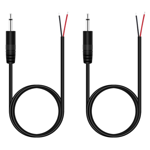 Fancasee (2 Pack 3 ft Replacement 3.5mm 1/8" Male Plug to Bare Wire Open End Pigtail TS Mono 3.5mm Jack Connector Adapter Audio Cable Repair...