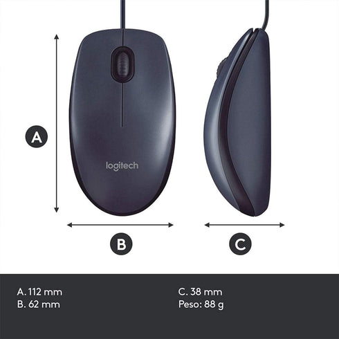 Logitech M100 Corded Mouse – Wired USB Mouse for Computers and Laptops, for Right or Left Hand Use, Black...