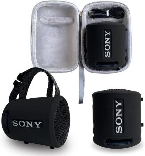 Silicone Cover and Hard Case for Sony SRS-XB13/XB100 Extra BASS Wireless Portable Compact Speaker, Carrying Cover Case for Sony SRS XB13 Speaker A...