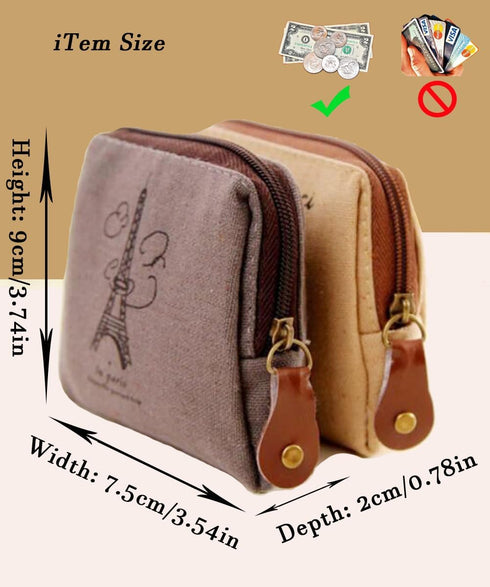 Canvas Coin Bags Women's Small Change Cash Purse Wallets (Set of 4, Paris)...
