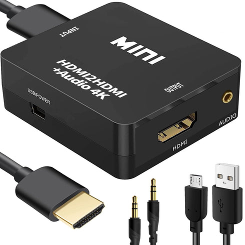 HDMI Audio Extractor, 4K HDMI to HDMI Splitter 3.5mm AUX Audio 1080P, Compatable for TV, PC, PS3/4/5, Blu-ray/DVD/HD Player, Projector, Sound Syst...