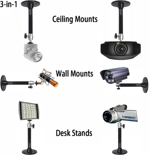 2-Be-Best Mini Projector Mount Projector Ceiling Mount Black 7.9 in / 20 cm 360° Adjustable Projectors Wall Mounts Hanger Holder for LED LCD Video...