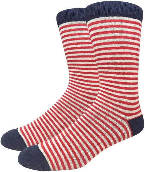 Men's Cotton Luxury Colorful Striped Casual Crew Dress Socks, Size 8 to 13...