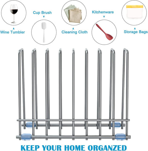 IDEATECH Reusable Silicone Bags Rack, Drying Rack for Storage Bags, Stainless Stand for Reusable Freezer Bags, File Organizer Desktop Storage Book...