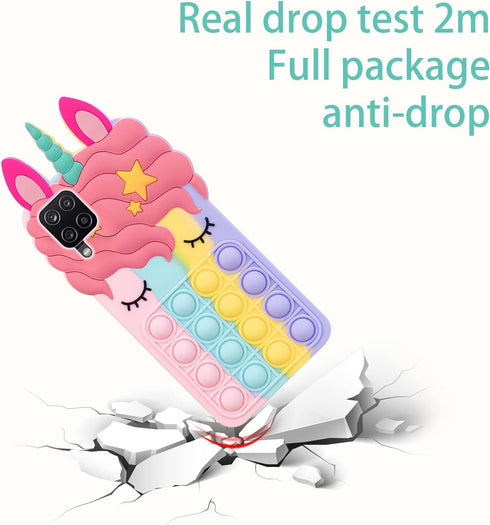 for Samsung Galaxy A12 5G Phone Case, for Samsung A42 5G Case with Strap Lanyard Push Pop Bubble 3D Cartoon Toys Funny Kawaii Cute Silicone Shockp...