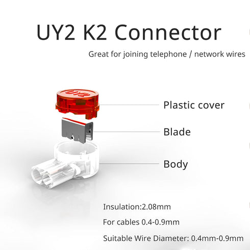 LIUJINCAN 100PCS UY2 K2 Network Cable Connectors, Telephone Wire Gel-Filled Connectors Waterproof Button...