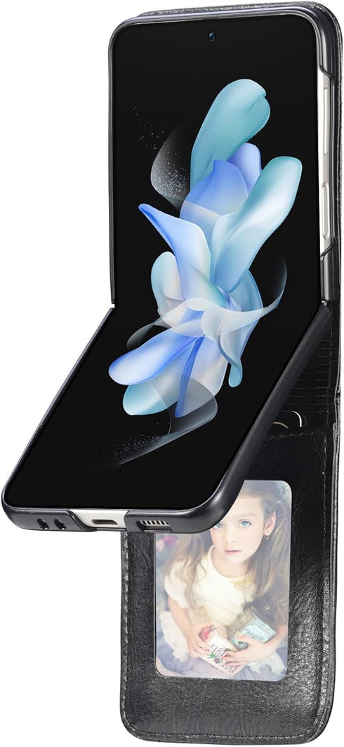 Cases for Galaxy Z Flip 6 Wallet Case, Business Style Premium PU Leather Galaxy Z Flip 6 Card Holders Slim Fit for Women Men Protective Phone Case...