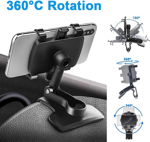 Car Phone Holder Mount, 360 Degree Rotation, Dashboard and Rearview Mirror, Compatible with iPhone, Samsung, Huawei, Nokia, LG, 4-7 Inch Smartphon...