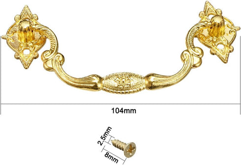 uxcell 104mmx48mm Iron Spray-Paint Drawer Box Case Ring Pull Handle Gold Tone 5 Pack...