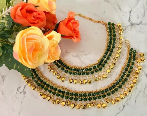 Indian Traditional Ethnic Fashion Bollywood Gold Polish Party-wear Wedding Beads Ghungroo Banjara Payal Anklet for Girls Women...