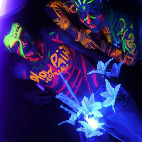 Quiet&Far Body Paint Set with tubes 16 x 20ml/0.7 fl oz Neon Glow in the dark paint face paint under Blacklight Reactive Fluorescent Paint Non-Tox...