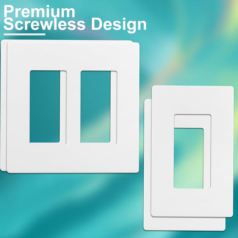 Screwless Outlet Covers Wall Plate, 4 Pcs Light Switch Cover Plate, Light Switch Covers Wall Plate, Decorative Wall Plate Cover, 2 Gang 1 Gang Wal...