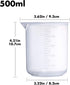 Plastic Beaker Set, 5 Sizes Low Form Measuring Graduated Griffin Polypropylene Beakers in 500 ml, 250 ml, 100 ml, 50 ml, 25 ml for Laboratory, & S...