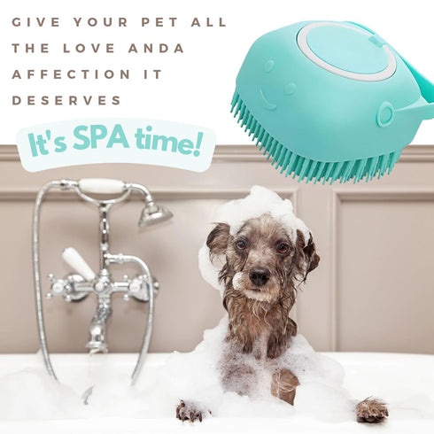 1 Pc. Pet Bath Brush with Shampoo Dispenser - Soft Silicone - For Dog, Cat, Puppy - Dog scrubbers, Pet Soap Brush, Stuff for Dog & Cat, Puppy Sham...