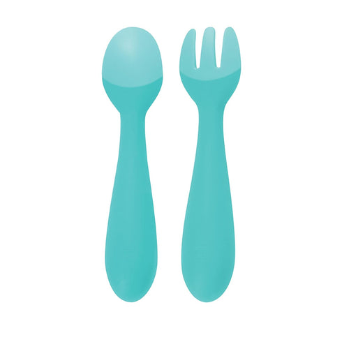 Nuby Silicone Easy Grip Fork & Spoon Set, 12+m in Aqua...