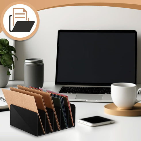 Black Desktop Mail Organizer Acrylic File Holder Acrylic File Organizer Multifunction Office File Sorter for Easy Access Office Home Letter Docume...