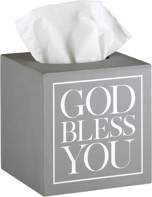 Creative Brands Faithworks - God Bless You Wooden Tissue Box Cover, Small, Grey...