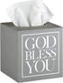 Creative Brands Faithworks - God Bless You Wooden Tissue Box Cover, Small, Grey...