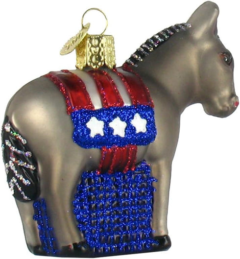 Old World Christmas Ornaments: Political Gifts Glass Blown Ornaments for Christmas Tree, Democratic Donkey...