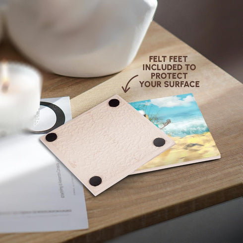 3dRose cst_173007_3 Sandy Beach Sandman with Ocean View Fun Spoof on a Snowman-Ceramic Tile Coasters, Set of 4...
