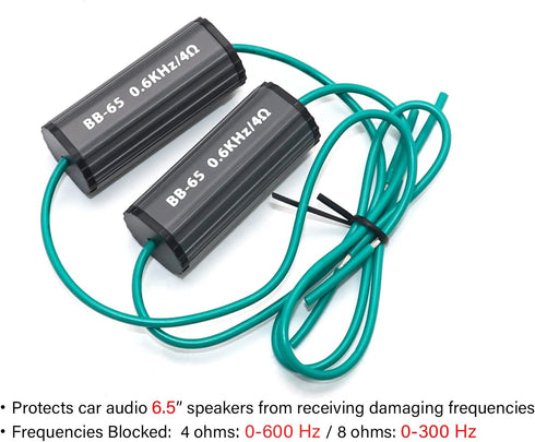 RECOIL BB-65 Bass Blocks Designed to Protect Car Audio 6.5 Inch Speakers, Eliminate Frequencies 0-600Hz at 4Ohms, Pair...