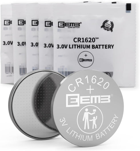 EEMB CR1620 Battery 5-Pack CR1620 3V Lithium Battery Button Coin Cell Batteries 1620 Batteries 70mAh ECR1620, DL1620 for Watch, Key Fob, Calculato...