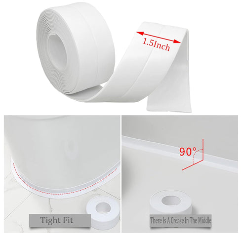 2Pack Bathroom And Kitchen Caulking Tape Sealer,Pvc Sealing Caulk For Sink,Tub Perimeter,Floor Wall Edges,Self Adhesive Decorative Caulking Strips...