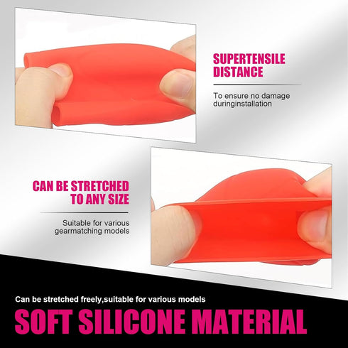 Pack-2 Car Shift Knob Cover, Stretchable Tight-Fitting Silicone Shift Lever Anti-Scratch Protector, Side Opening Shift Head Decoration, Universal ...