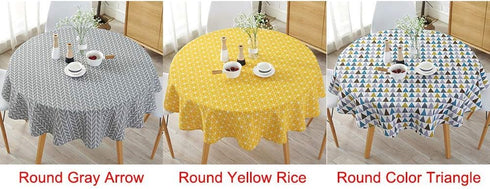 Table Cloth, Round Stripe Table Cover Nordic Twill Floral Tablecloth Washable Dining Decorative for Holiday Home Christmas Party Picnic (Gray)...