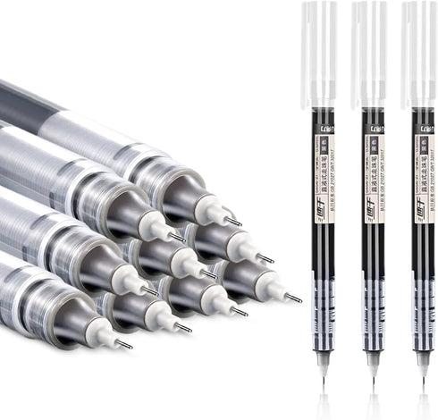 12 Pieces Rolling Ball Pens, Quick Dry Ink 0.5 mm Extra Fine Point Pens Liquid Ink Pen Rollerball Pens Black...