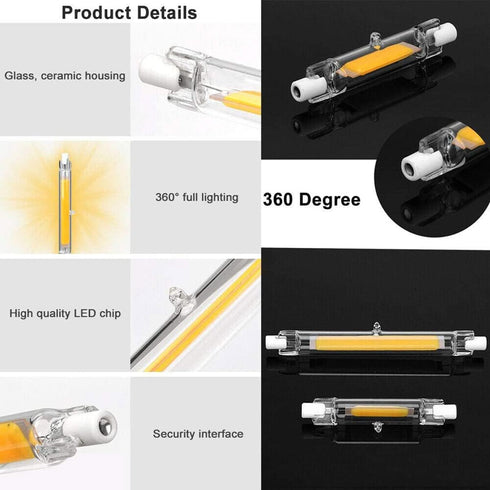 118mm 20W R7S LED Bulb 200W Halogen Equivalent 118mm J-Type High Brightness 20W 120V R7S Base 6000K Daylight White J Type T3 118mm Double Ended Fl...