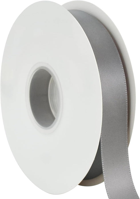 B0CSSY52NY TONIFUL Silver Satin Ribbon 7/8 Inch (2cm) x 50yd Thin Solid Fabric Ribbon for Flower Bouquet, Gift Wrapping, Bows Craft Making, Wreath...