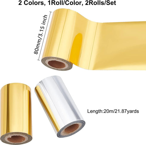 SUPERFINDINGS 2 Colors Hot Foil Stamping Paper 66Ftx3.15 in Toner Reactive Foil Paper Heat Transfer Foil Paper for DIY Craft Embossing Scrapbookin...