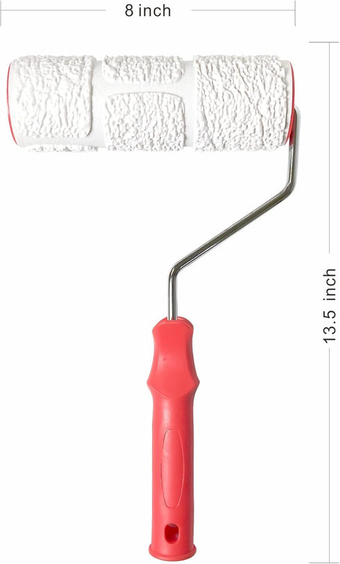 8'' Patterned Paint Roller for Wall Decoration Classic Brick Embossing Texture Rubber Roller Decorative Household DIY Paint Art Tool for Wall Deco...
