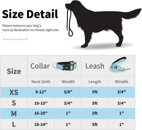 IVY&LANE 2 Pack Reflective Dog Collars and Leashs Set,Adjustable Neoprene Padded Dog Collars for Puppy, Breathable Nylon Pet Collar for Small Medi...