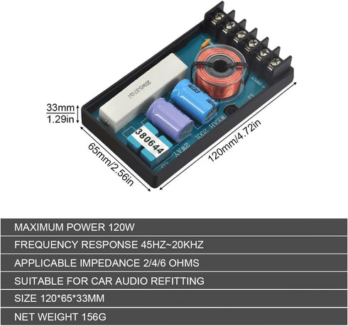 2 Way Crossover for Speaker, WEAH-2001 2pcs Speaker Frequency Divider 2 Way Car Audio Speakers Two Crossover Divider Crossover Filter...