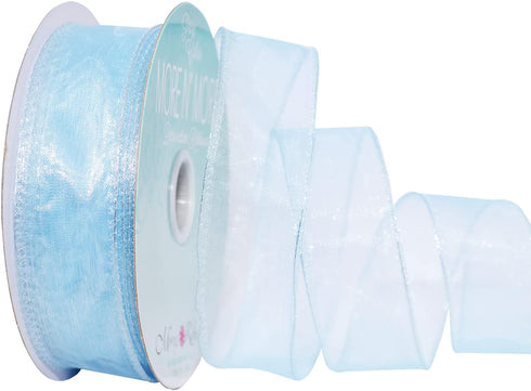 Morex Ribbon Wired 1-Inch Chiffon Ribbon with 25-Yard Spool, Light Blue...