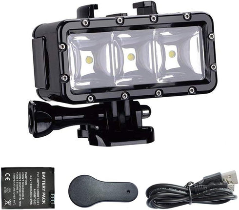 Suptig High Power Dimmable Waterproof LED Video Light Fill Night Light Diving Underwater Light for Gopro Hero 12/Hero 11/Hero 10/Hero 9/Hero8/Hero...