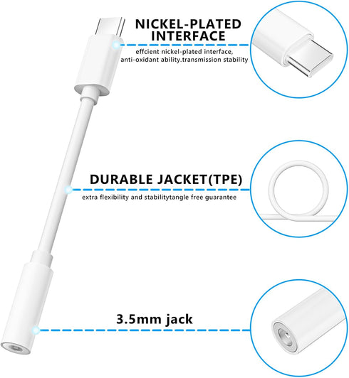 Lezaface USB-C to 3.5mm Female Headphone Jack Adapter, 2Pack, Compatible with iPhone 15/15 Plus/15 Pro/15 Pro Max......