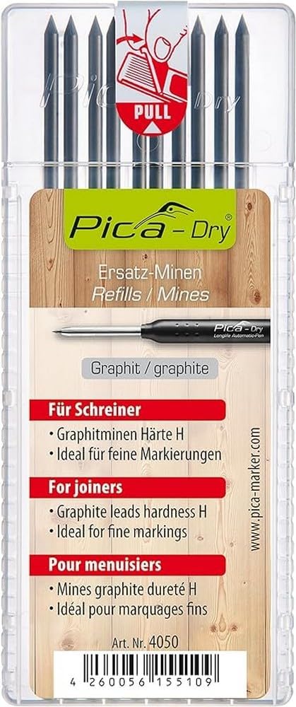 Pica Dry – Pack of 10 Graphite H Leads (with Blister Pack)...