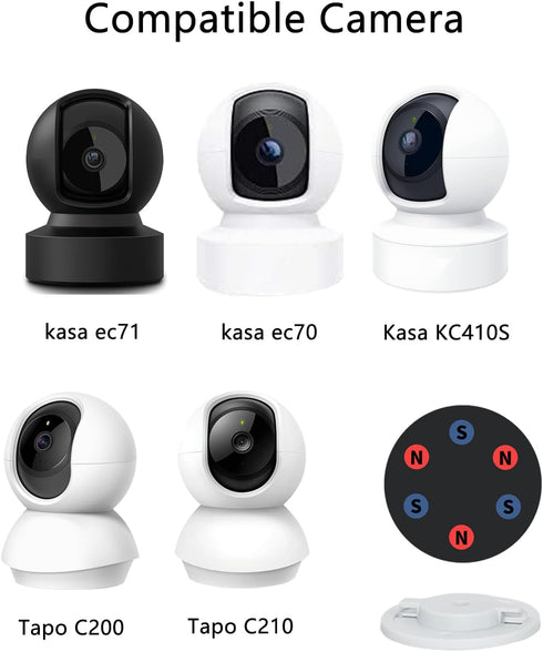 Magnetic Camera Mount Base Compatible with TP-Link Tapo C210, Tapo C200, Kasa EC70, EC71, Kasa KC410S Indoor Pan Tilt Security Camera, Magnetic Mo...