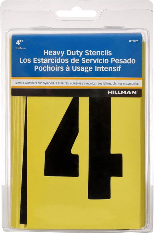 Hillman 839726 Letter and Number Stencil Pack, 4", 1 Count (Pack of 1), White...