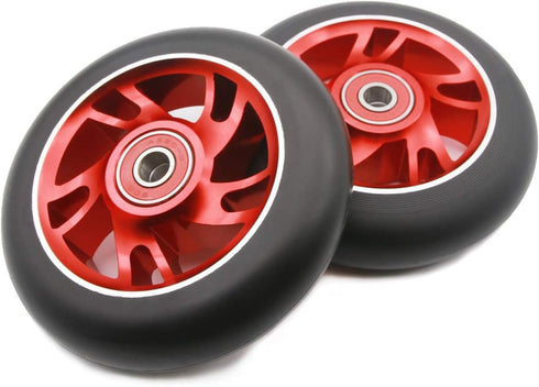 2Pcs 100 mm Pro Stunt Scooter Wheels with ABEC 9 Bearings for MGP/Razor/Lucky/Envy/Vokul Pro Scooters Replacement Wheels (Red)...