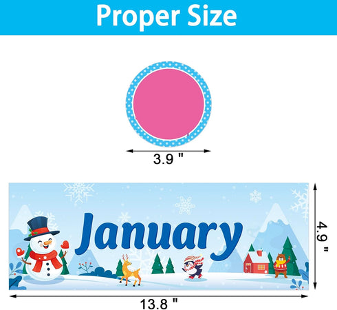 48 Pcs Holiday Monthly Headliners Set 12 Months of The Year Headers Monthly Bulletin Board Seasonal Monthly Headers with 36 Colorful Round Blank C...