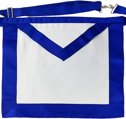 Masonic Master Mason Blue Lodge Apron White Cloth Blue Grosgrain Ribbon Border...