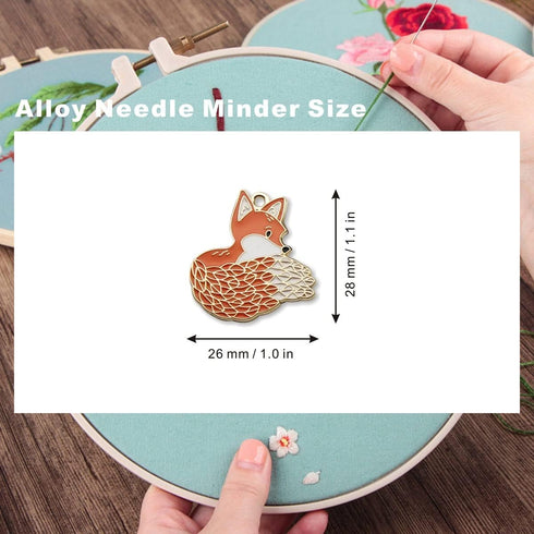 Adorable Orange Fox Cross Stitch Needle Minders for Embroidery, Magnetic Pin Holder - Needlework and Embroidery Accessories (2 PCS)...